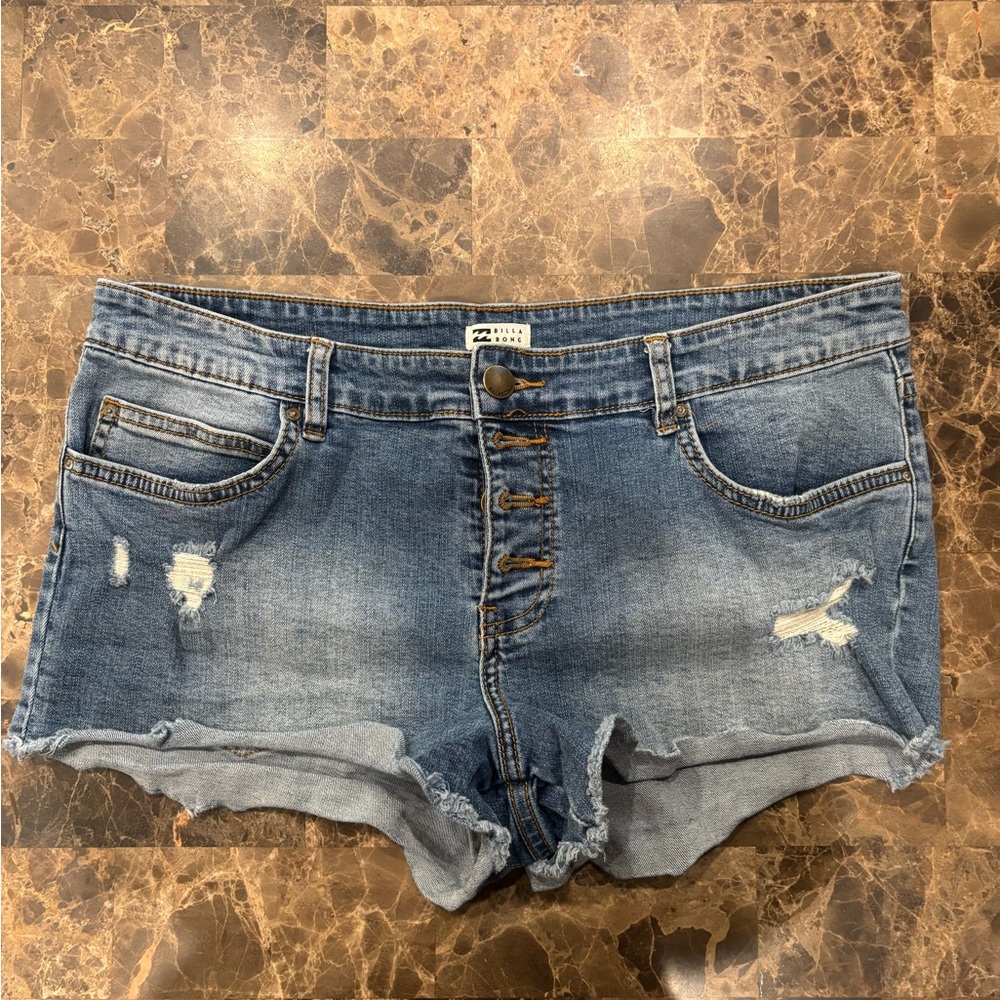 Billabong Blue Jean Shorts Distressed Cut-Off Style